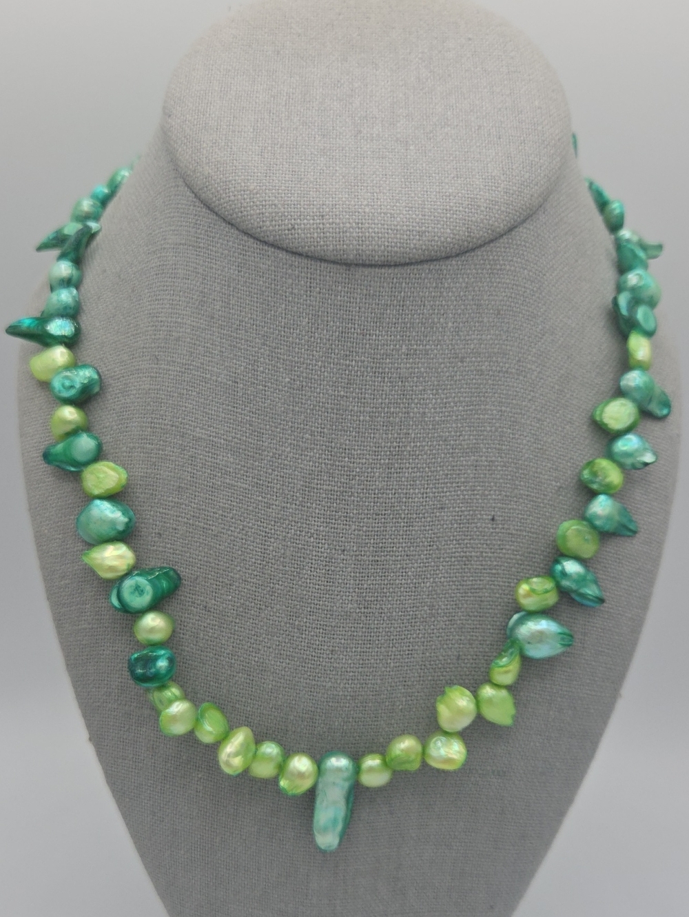 5 for $25! Handmade Dyed Green Freshwater Pearl Necklace